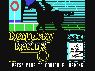 Kentucky Racing title screen for Commodore 64